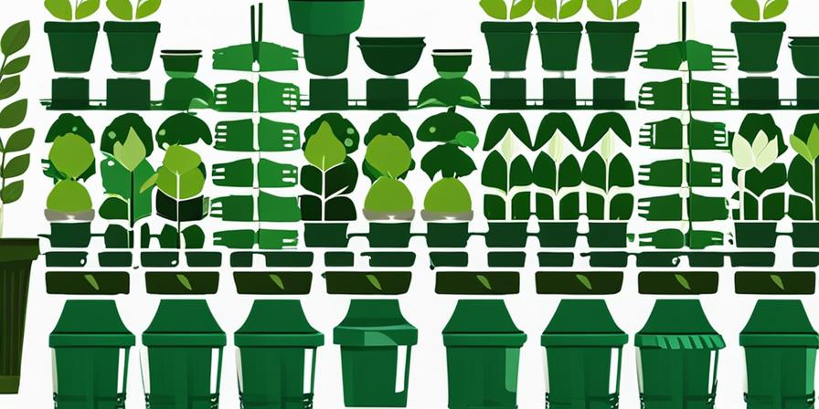 Contenedor verde con abono de basura para plantas