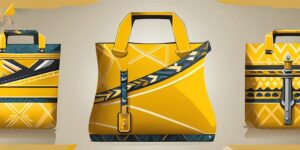 Bolsa amarilla con flechas, reciclando materiales