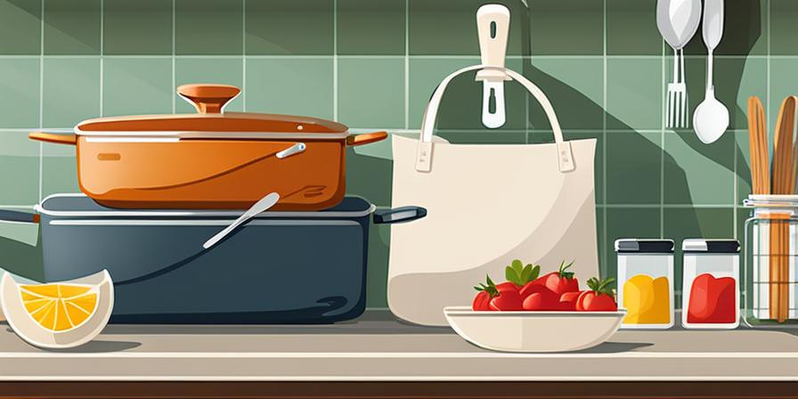 Bolsas reutilizables para alimentos en una hermosa cocina