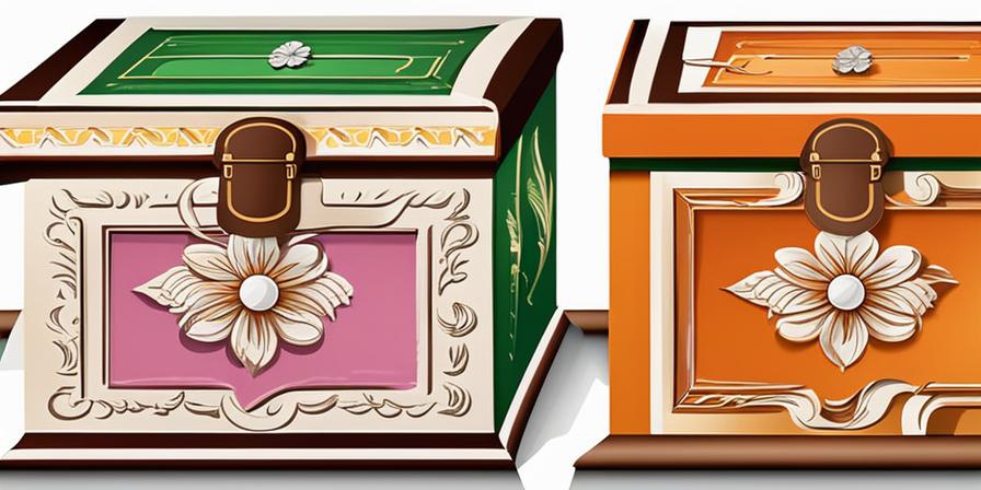 Caja de cartón decorada con pinturas coloridas
