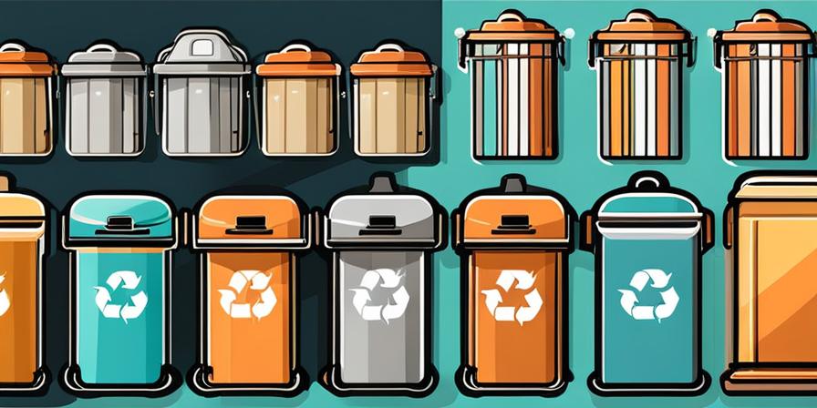 Contenedor de basura con objetos reciclados y coloridos