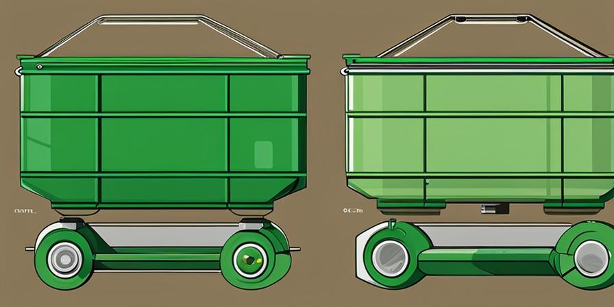 Contenedor de reciclaje verde con compartimentos para materiales