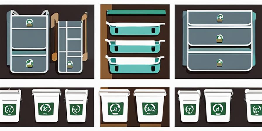 Reciclaje ordenado con 2 compartimentos y elementos reciclables