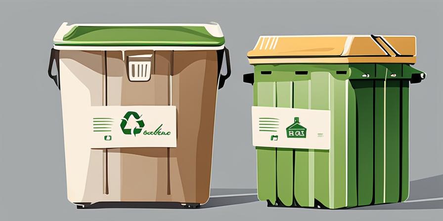 Contenedores de reciclaje y personas depositando hilos de plástico en un basurero