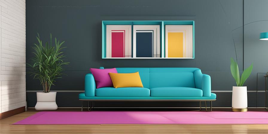 Sala de estar con muebles reciclados y colores vibrantes