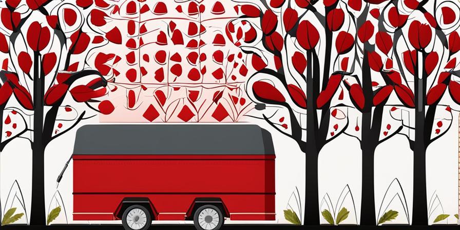 Contenedor rojo con agujas rodeado de árboles y símbolos de reciclaje