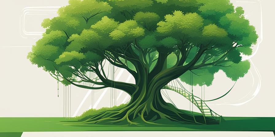 Árbol emergiendo de basura, símbolo de tecnología sostenible